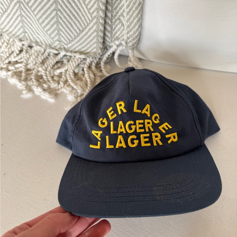 Structured navy trucker beer hat